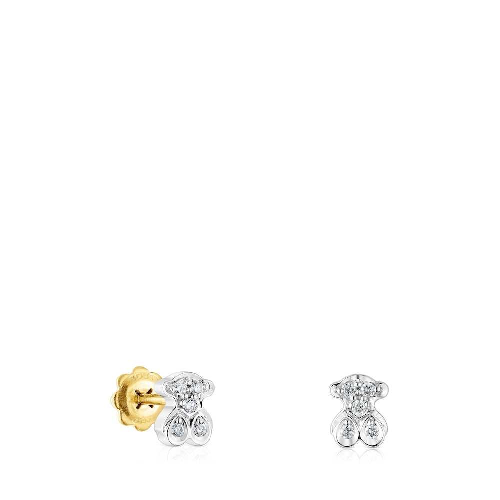 Gold Puppies earrings with diamonds bear motif | TOUS