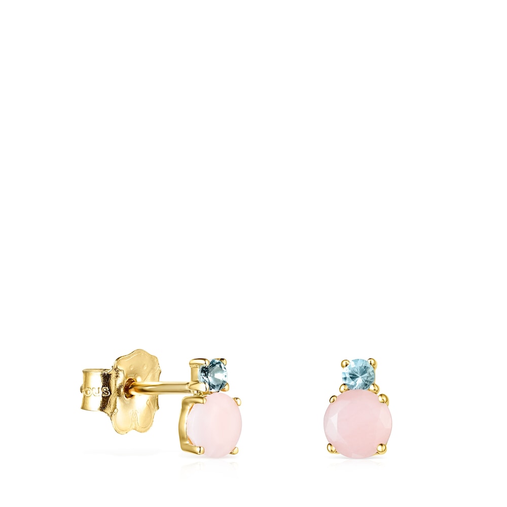 Mini Ivette Earrings in Gold with Opal and Topaz | TOUS
