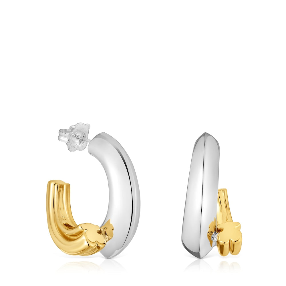 Two-tone long Hoop earrings with bear motif TOUS 1950 | TOUS