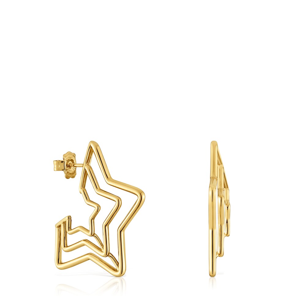 Bickie triple star Earrings with 18 kt gold plating over silver | TOUS