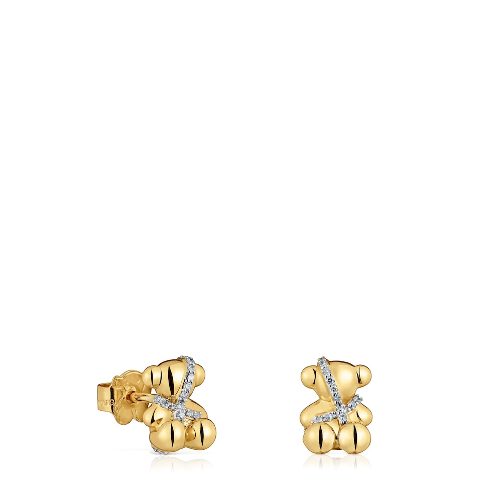 Small gold and diamonds bear Earrings Lligat | TOUS
