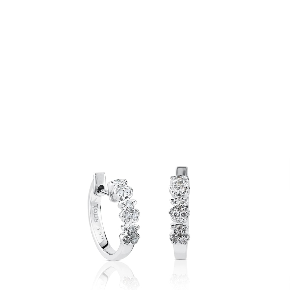 White Gold TOUS Bear Earrings with three Diamonds Bear motifs | TOUS