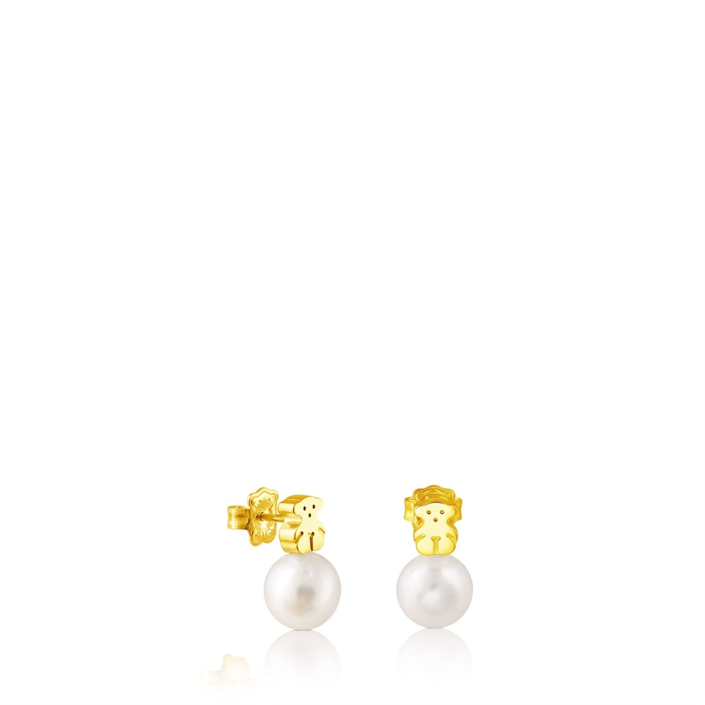 Gold Sweet Dolls Earrings with pearls Bear motif | TOUS