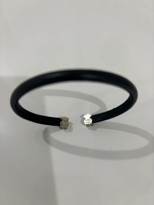 Tous Silver and Black Leather Sweet Dolls Bracelet Women’s WORN ONCE - Image 4