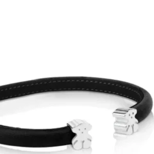 Tous Silver and Black Leather Sweet Dolls Bracelet Women’s WORN ONCE