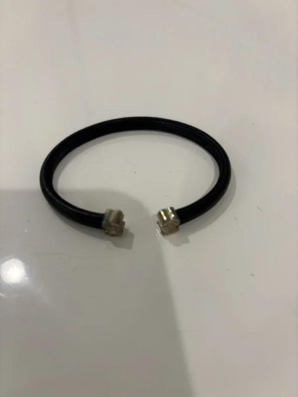 Tous Silver and Black Leather Sweet Dolls Bracelet Women’s WORN ONCE - Image 5