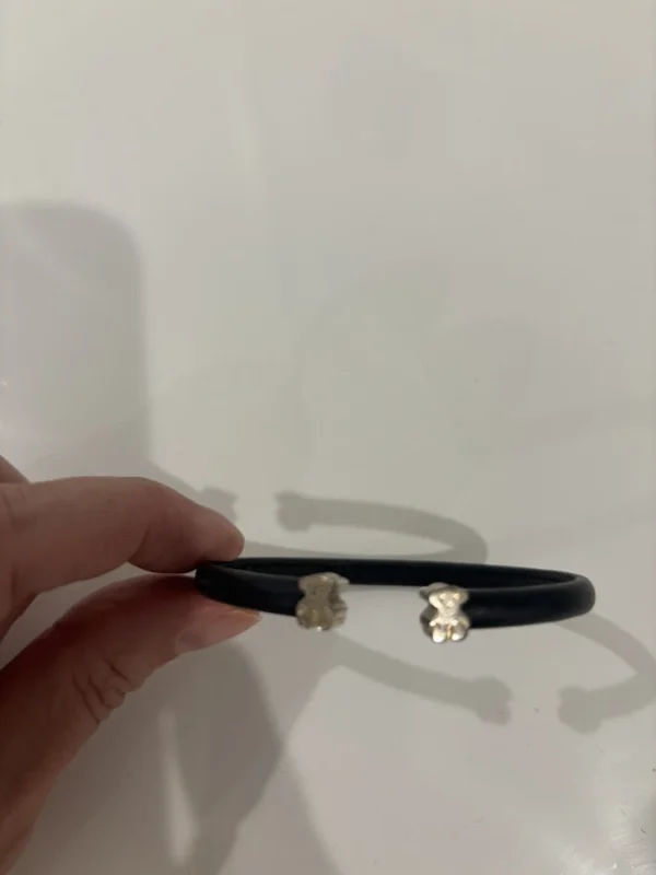 Tous Silver and Black Leather Sweet Dolls Bracelet Women’s WORN ONCE - Image 7