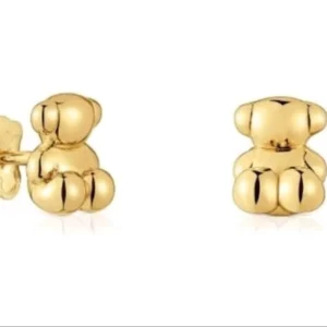 Tous Luxury Designer Sweet Dolls bear Earrings 18k yellow gold over