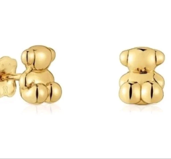 Tous Luxury Designer Sweet Dolls bear Earrings 18k yellow gold over